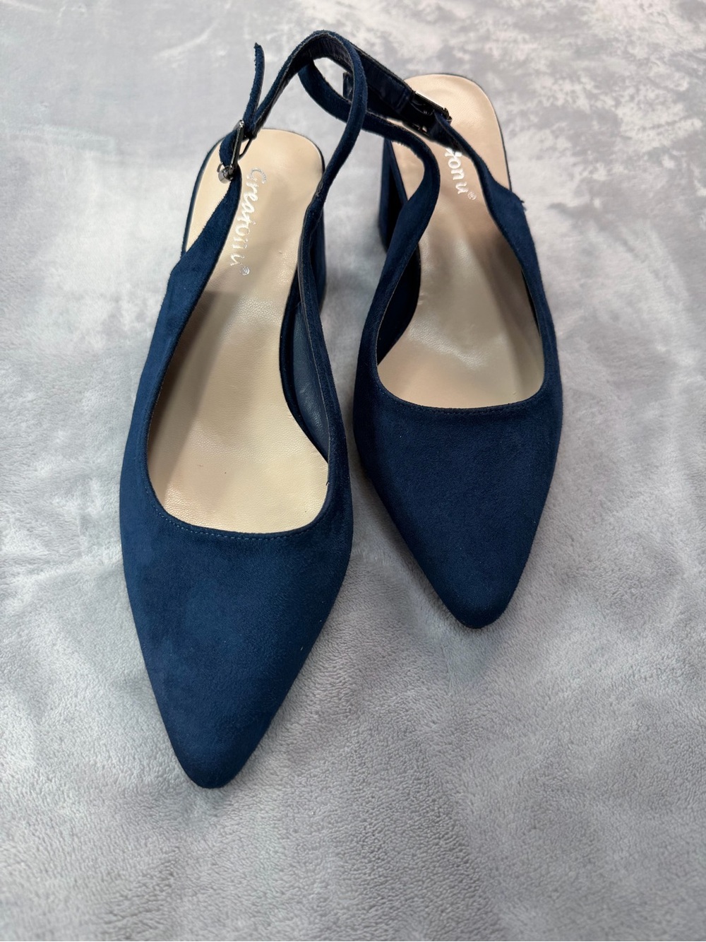 Creaton U Ativa Dark Navy Shoes Women’s PartyGuest Pointed Toe Slingback Flats 8